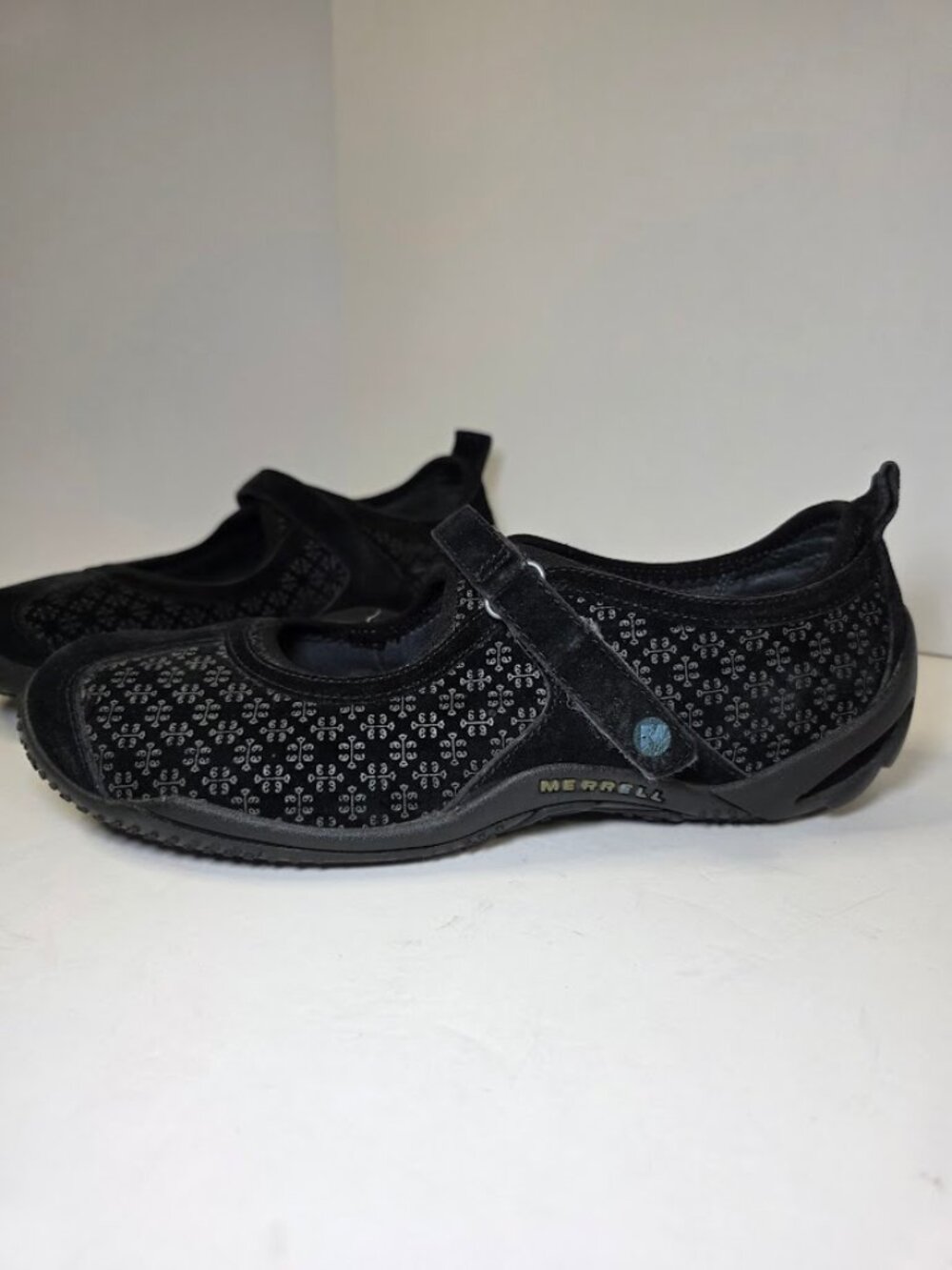 Merrell Circuit Mary Jane Black Print Suede Flats 9.5 - Picture 3 of 9